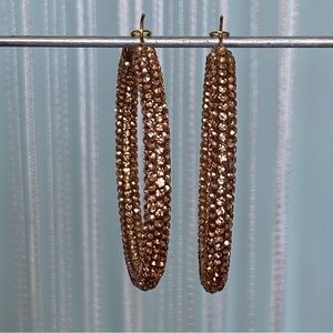 Light Pink Diamantes Hoop Earrings Size Large